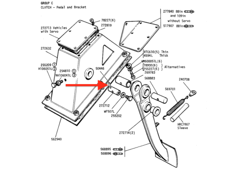 Brake / Clutch Pedal Shaft Securing Pin 50446